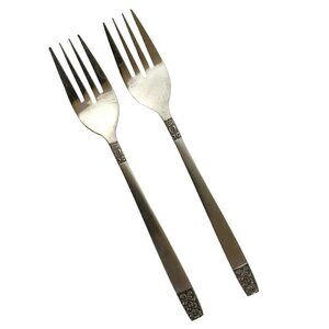 Rogers by Stanley Roberts Danesmore 2 Salad Forks Satin Stainless Steel 1970s